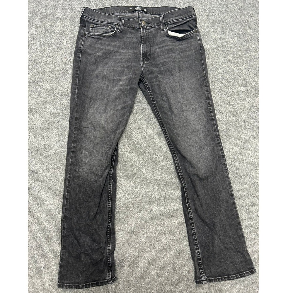 Hollister Jeans Mens Size 33x30 Black Slim Straight Epic Flex Denim Washed